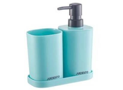 Набір для ванної кімнати Ardesto Vigor 380мл, 3 предмети, поліпропілен, блакитний