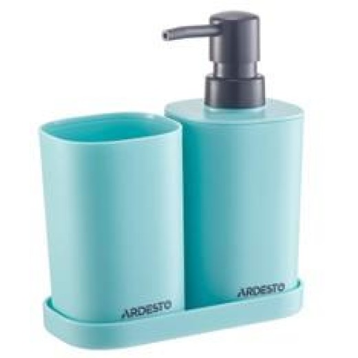 Набір для ванної кімнати Ardesto Vigor 380мл, 3 предмети, поліпропілен, блакитний