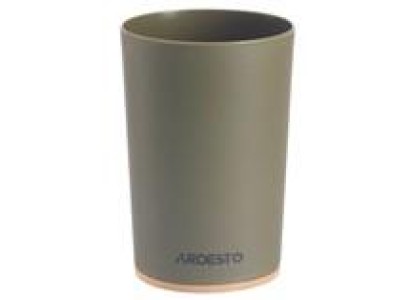 Склянка для зубних щіток Ardesto Minimalism 7.8x11.3см, поліпропілен, бамбук, зелений темний