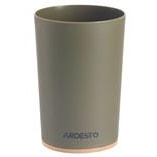 Склянка для зубних щіток Ardesto Minimalism 7.8x11.3см, поліпропілен, бамбук, зелений темний