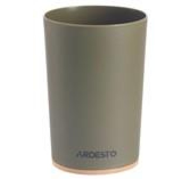 Склянка для зубних щіток Ardesto Minimalism 7.8x11.3см, поліпропілен, бамбук, зелений темний