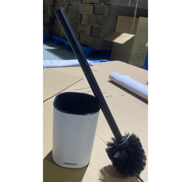 Набір щітка для унітазу з підставкою Ardesto Vigor 9.9x15/39см, поліпропілен, нержавіюча сталь, білий