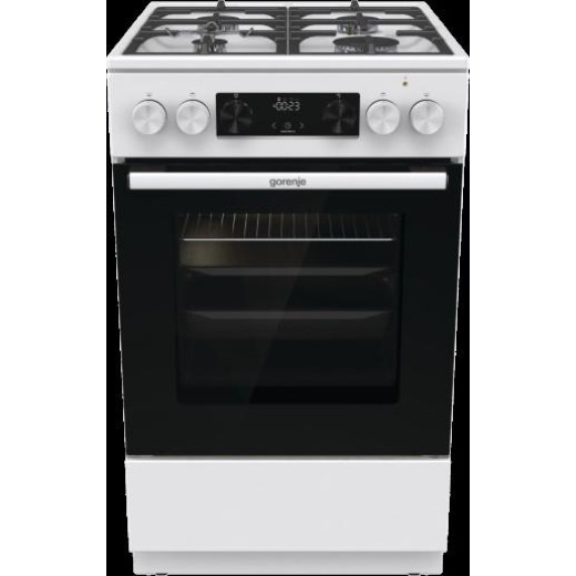 Плита Gorenje комбінована, 70л, 50x60см, дисплей, IconLed, чавун, білий