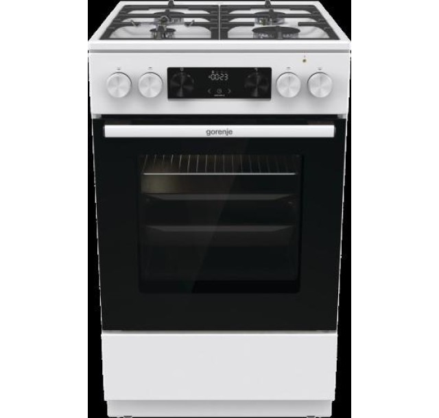 Плита Gorenje комбінована, 70л, 50x60см, дисплей, IconLed, чавун, білий