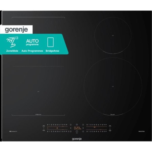 Варильна поверхня Gorenje індукційна, 60см, PowerBoost, SliderTouch, збільшена площа приготування, чорний