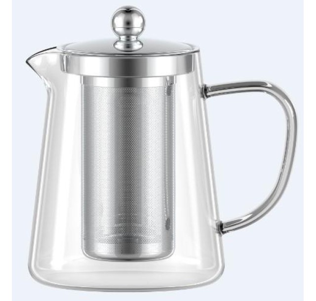 Заварник Ardesto Gemini Milano 750мл, боросилікатне скло, нержавіюча сталь, прозорий