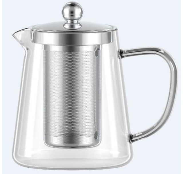 Заварник Ardesto Gemini Milano 950мл, боросилікатне скло, нержавіюча сталь, прозорий