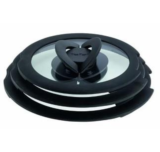 Набір скляних кришок Tefal Ingenio, 16см, 18см, 20см, скло, пластик, чорний