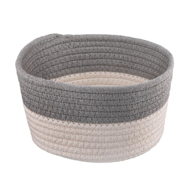 Кошик плетений для зберігання Ardesto Vigor 3.5л, бавовняний шпагат, сірий, білий
