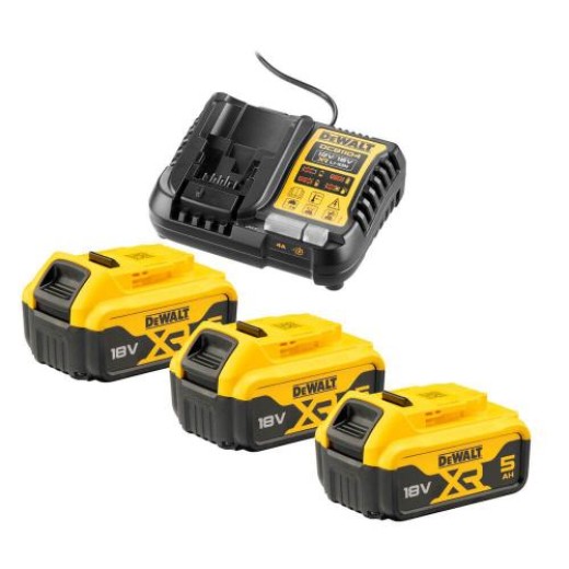Набір акумулятора та зарядного пристрою DeWalt XR Li-Ion 10.8В/12В/18В/54В 18В акб 3х5А·год 4А 0.5кг