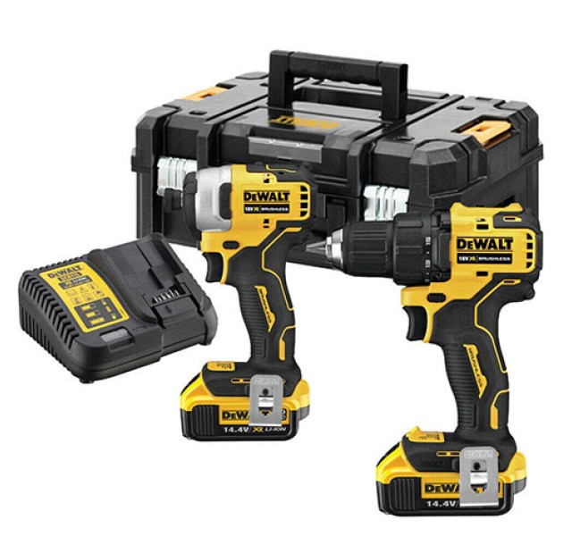 Набір із двох акумуляторних інструментів DeWalt безщіткових дриль-шурупокрут DCD709 шурупокрут ударний DCF809 акб 2х4А·год ЗП кейс 6.5кг