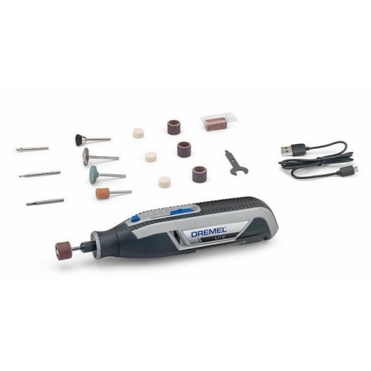 Шліфмашина шліфувально-гравірувальна акумуляторна Dremel 7760-15 3.6В 1х2А·год 8000-25000об/хв 15 насадок 195см ЗП USB 0.27кг