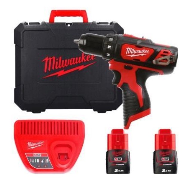 Шурупокрут-дриль акумуляторний Milwaukee M12 BLDDRC-202C 12В 2х2А·год 40Нм 0-550-1700об/хв ЗП C12C кейс 1.2кг