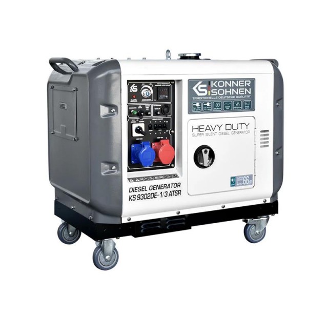 Генератор дизельний Konner&Sohnen KS 9302DE-1/3 ATSR 230/400В 6.5/6.0кВт 7.5/7.0кВт 1/3Фази АВР(ATS) електростартер 168кг