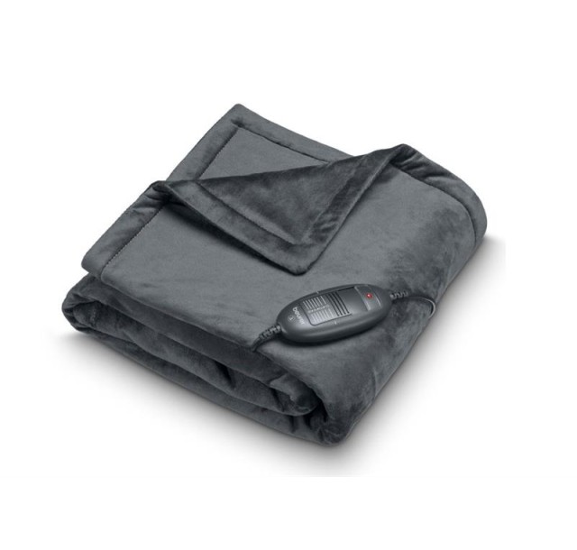 Електропростирадло  Beurer, від мережі, 150х130см, 100Вт, 6 режими, фліс, сірий