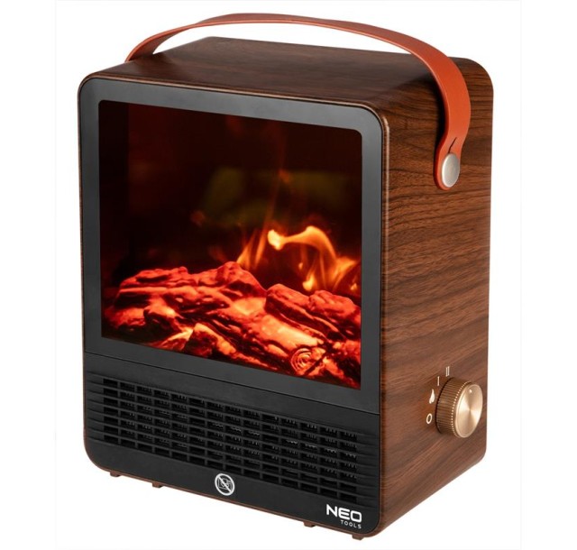 Камін електричний, декоративний Neo Tools, 850/1500Вт, 15–20м2, регулятор, 25х14.4х30.4см, дерево