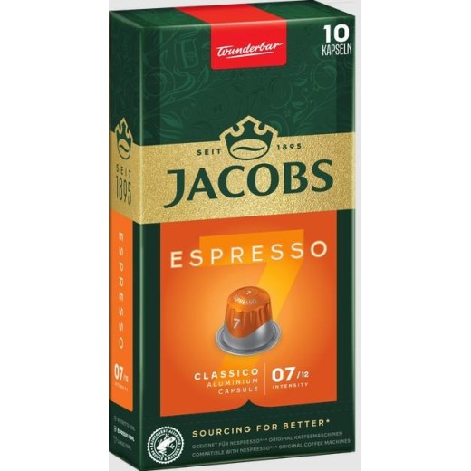 Кава Jacobs  капсули, Espresso Classico, купаж арабіка/робуста, 10шт, Nespresso