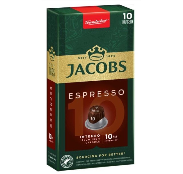 Кава Jacobs  капсули, Espresso Intenso, купаж арабіка/робуста, 10шт, Nespresso