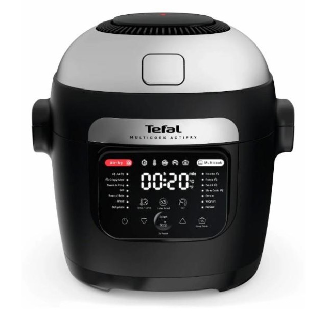 Мультиварка-мультипіч Tefal Multicook Actifry, 1334Вт, чаша-6л, сенсорне керув., 14 програм, метал/пластик, чорний