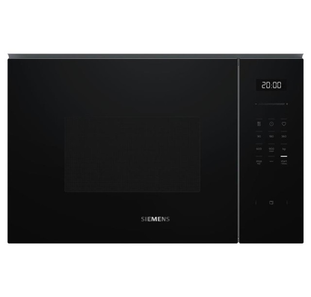 Мікрохвильова піч Siemens вбудована, 25л, електр. керув., 900Вт, гриль, дисплей, чорний