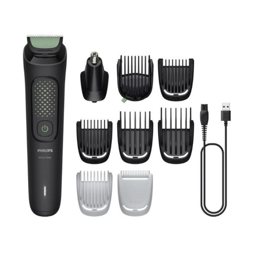 Тример Philips All-in-One Trimmer 3000 Series, для обличчя, голови, тіла, акум., насадок-9, сталь, чорний