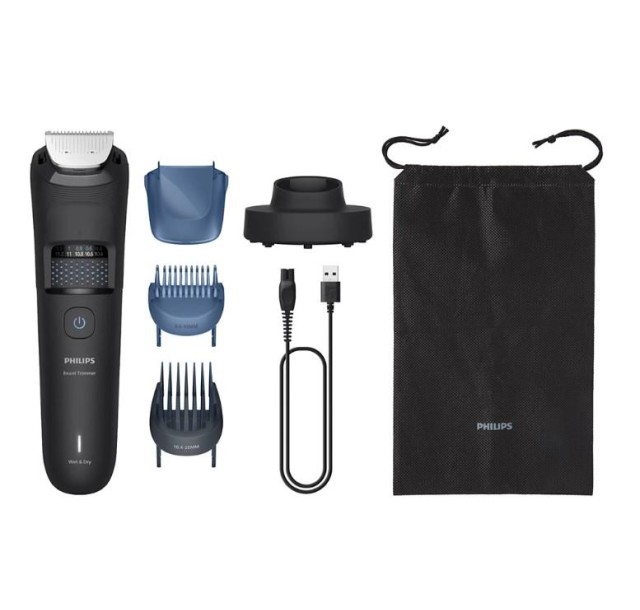 Тример Philips Series 5000, для бороди і вусів, акум., сталь, чорний