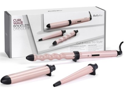 Мультистайлер Babyliss Curl & Wave Trio Styler, 58Вт, темп.режимов-2, 180°C, 210°C , термо килимок, рукавиця, кераміка, чорно-рожевий