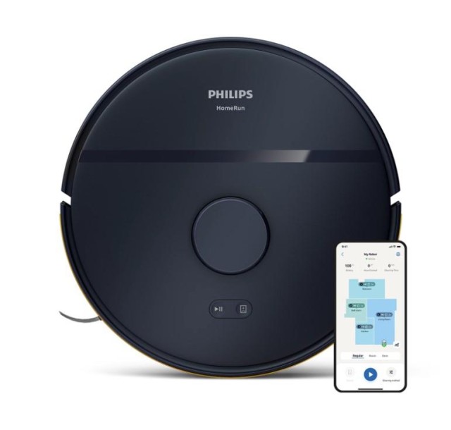 Робот-пилосос Philips Series 2000, h=9.7см, вологе прибирання, конт пил -0.38л, вода -0.3л, автон. робота до 120хв, EPA 11, Wi-Fi, темно-синій