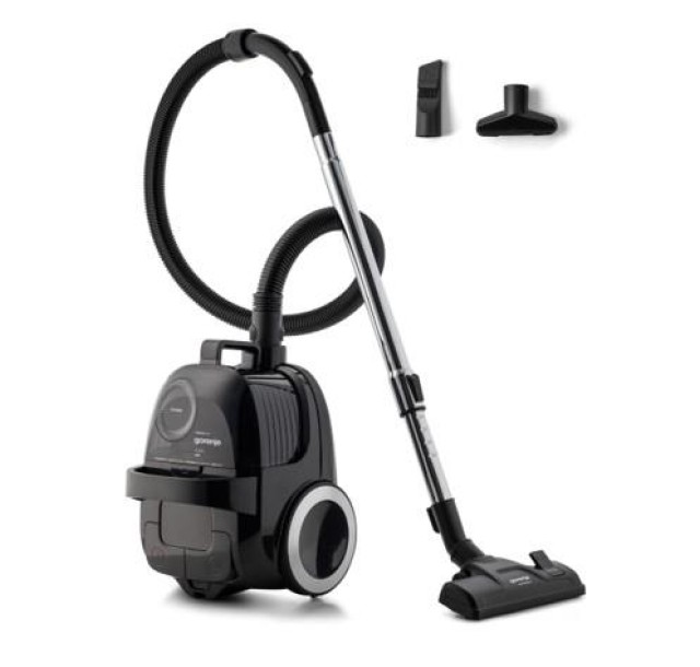 Пилосос Gorenje контейнерний, 800Вт, конт пил -2.2л, HEPA, телескоп трубка, чорний