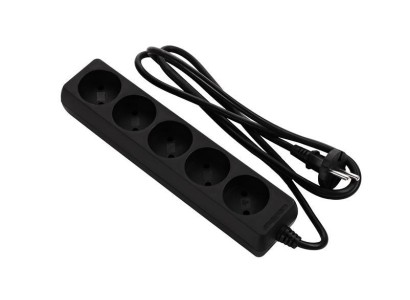 Подовжувач мережевий 2E 5хТип C, 2х1мм кв, 10A, 3м, чорний