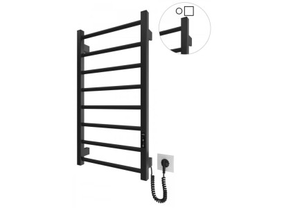 Рушникосушка Hygge Family електрична Leeds, 770х430х80мм, таймер-регулятор, сталь, чорний матовий