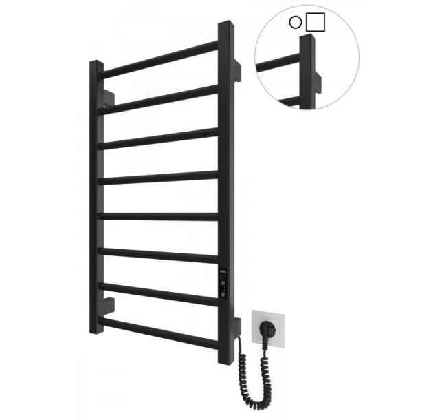 Рушникосушка Hygge Family електрична Leeds, 770х430х80мм, таймер-регулятор, сталь, чорний матовий