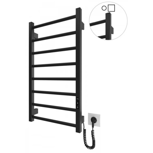 Рушникосушка Hygge Family електрична Leeds, 770х530х85мм, таймер-регулятор, сталь, чорний матовий