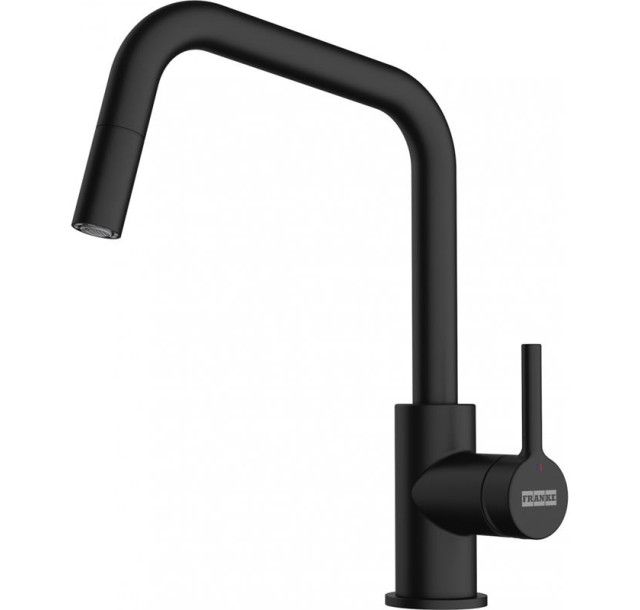 Змішувач для кухні Franke Lina U Pull Down, довж.виливу - 251мм, витяжний, поворотний, 1важіль, чорний матовий