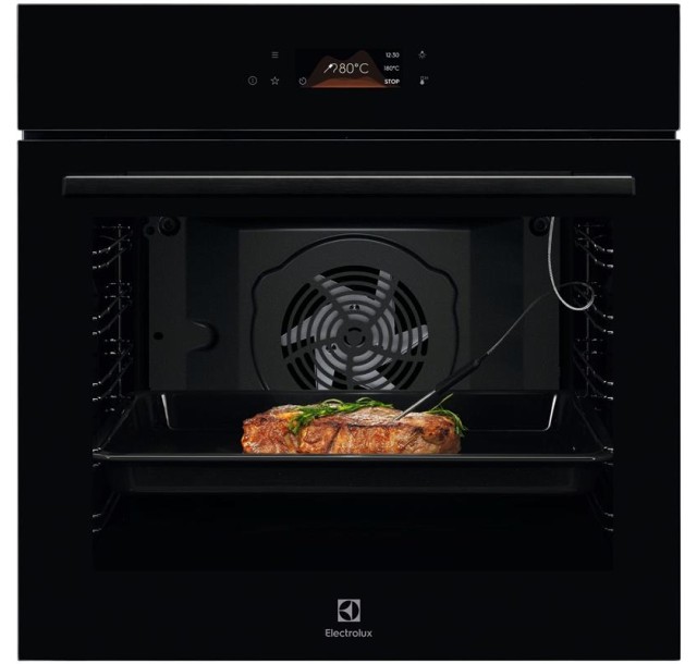 Духова шафа Electrolux електрична, 72л, A+, дисплей, конвекція, піроліз, телескопічні напрямні, чорний