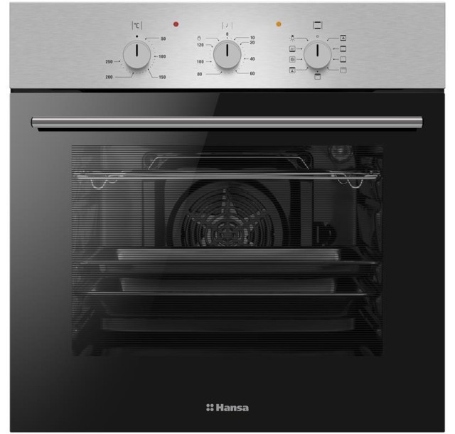 Духовка электр. Hansa, 60см, 62л, A,  гриль , емаль легкого очищення, нержавіюча сталь