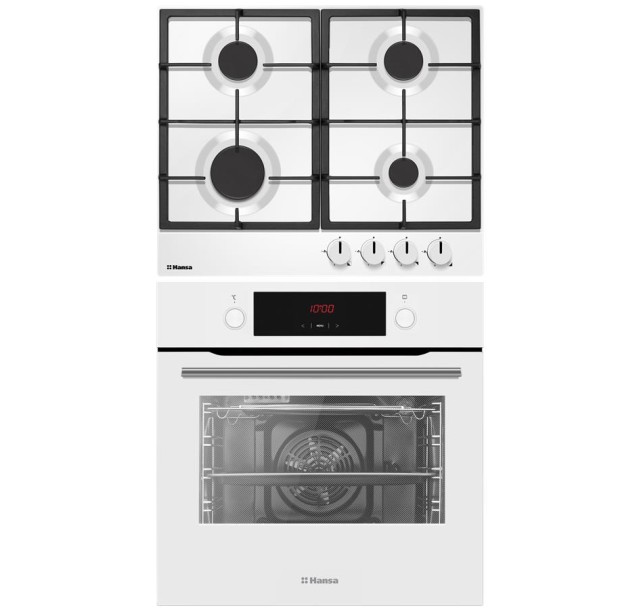 Комплект Hansa (духовка електрична + емальована газова поверхня), білий