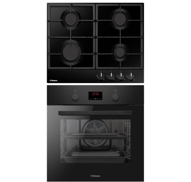 Комплект Hansa (духовка електрична + емальована газова поверхня), чорний