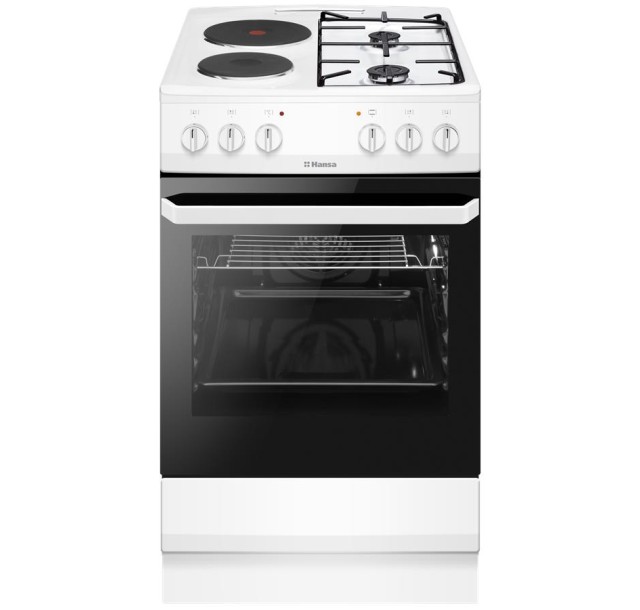 Плита Hansa з комбі. вар. поверхнею, 50х60см, 62л, емаль, газ контр., білий
