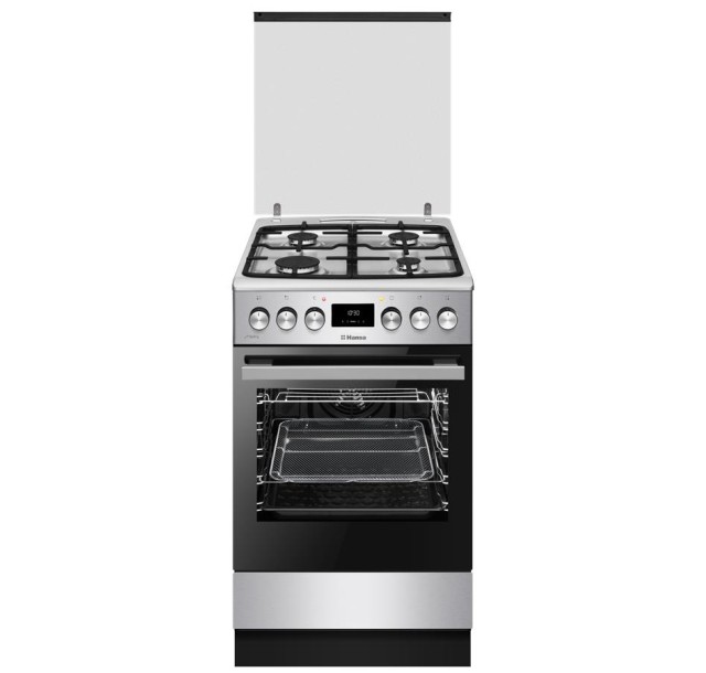 Плита Hansa комбінована, 50х60см, 65л, чавун, газ контр., дисплей, сірий