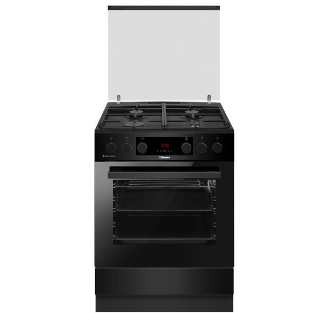 Плита Hansa комбінована, 65л, 60x60см, дисплей, конвекція, чавун, чорний