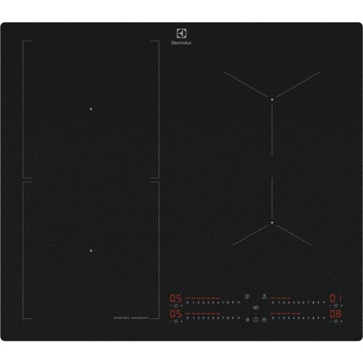 Варильна поверхня Electrolux індукційна, 60см, розширена зона, датчик кипіння, Hob2Hood, чорний матовий