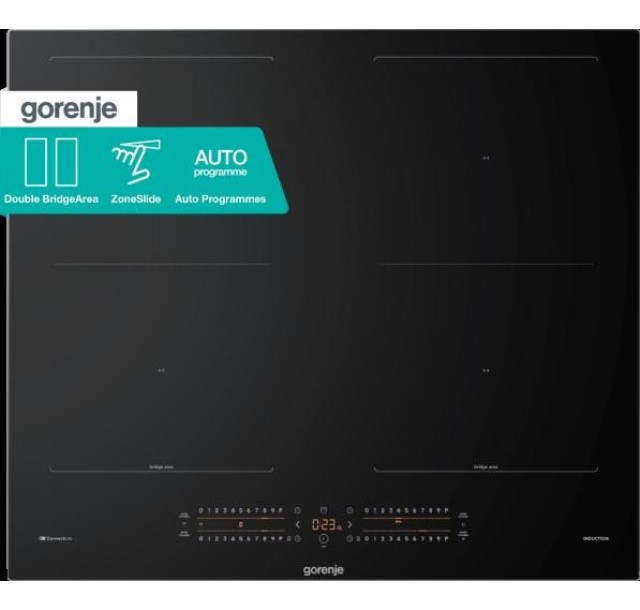 Варильна поверхня Gorenje індукційна, 60см, PowerBoost, TouchControl, Wi-Fi, збільшена площа приготування, чорний