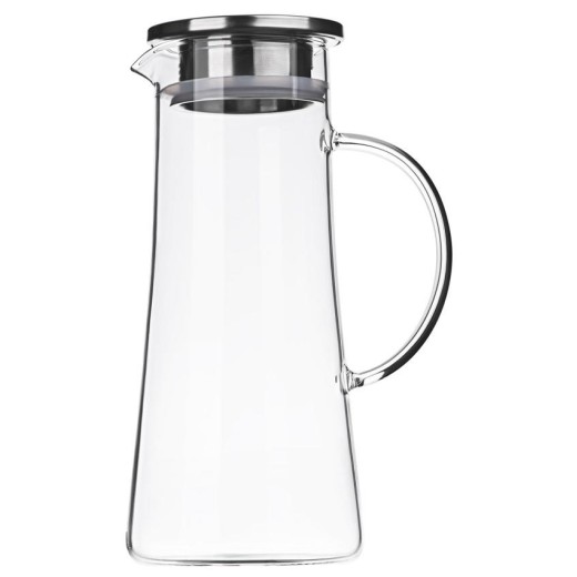 Глечик з кришкою Ardesto 1400мл, боросилікатне скло, нержавіюча сталь, прозорий