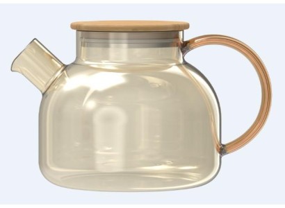 Заварник Ardesto Golden Moon 1000мл, боросилікатне скло, бамбук, золотистий