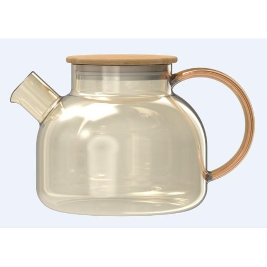 Заварник Ardesto Golden Moon 1000мл, боросилікатне скло, бамбук, золотистий