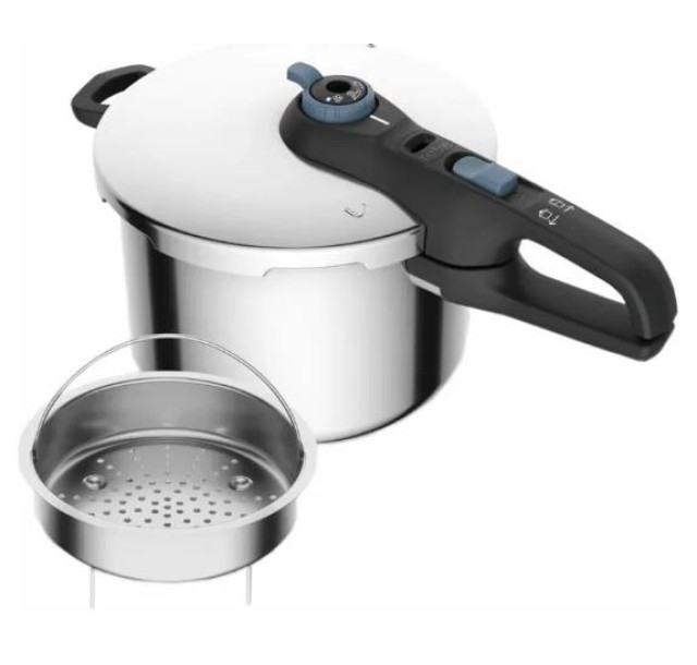 Скороварка Tefal Secure Trendy, 8л, з паровим кошиком, нержавіюча сталь, пластик