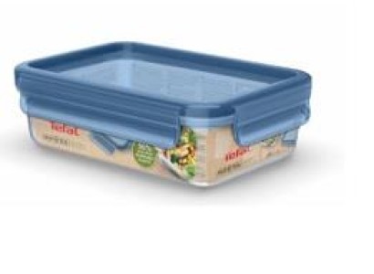 Контейнер Tefal Master Seal Eco 0,8л, прямокутний, пластик, прозорий, блакитний