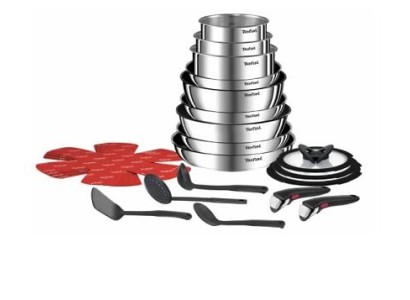 Набір посуду Tefal Ingenio Emotion, 22пр., нержавіюча сталь, скло, пластик, бакеліт, сріблястий