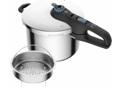 Скороварка Tefal Secure Trendy, 6л, з паровим кошиком, нержавіюча сталь, пластик